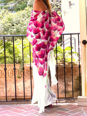Floral Print Kimono Cover Up & Straight Leg Pants 2 Piece Swimsuit