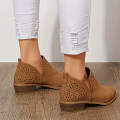 Women's Point Toe Chunky Low Heel Ankle Boots