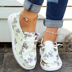 Women's Coconut Tree Boat Shoes Slip On Walking Shoes
