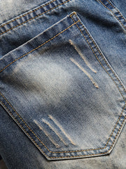 Men's Distressed Washed Denim Shorts for Summer