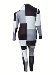 Colorblock One Shoulder Tunic Top & Leggings Set