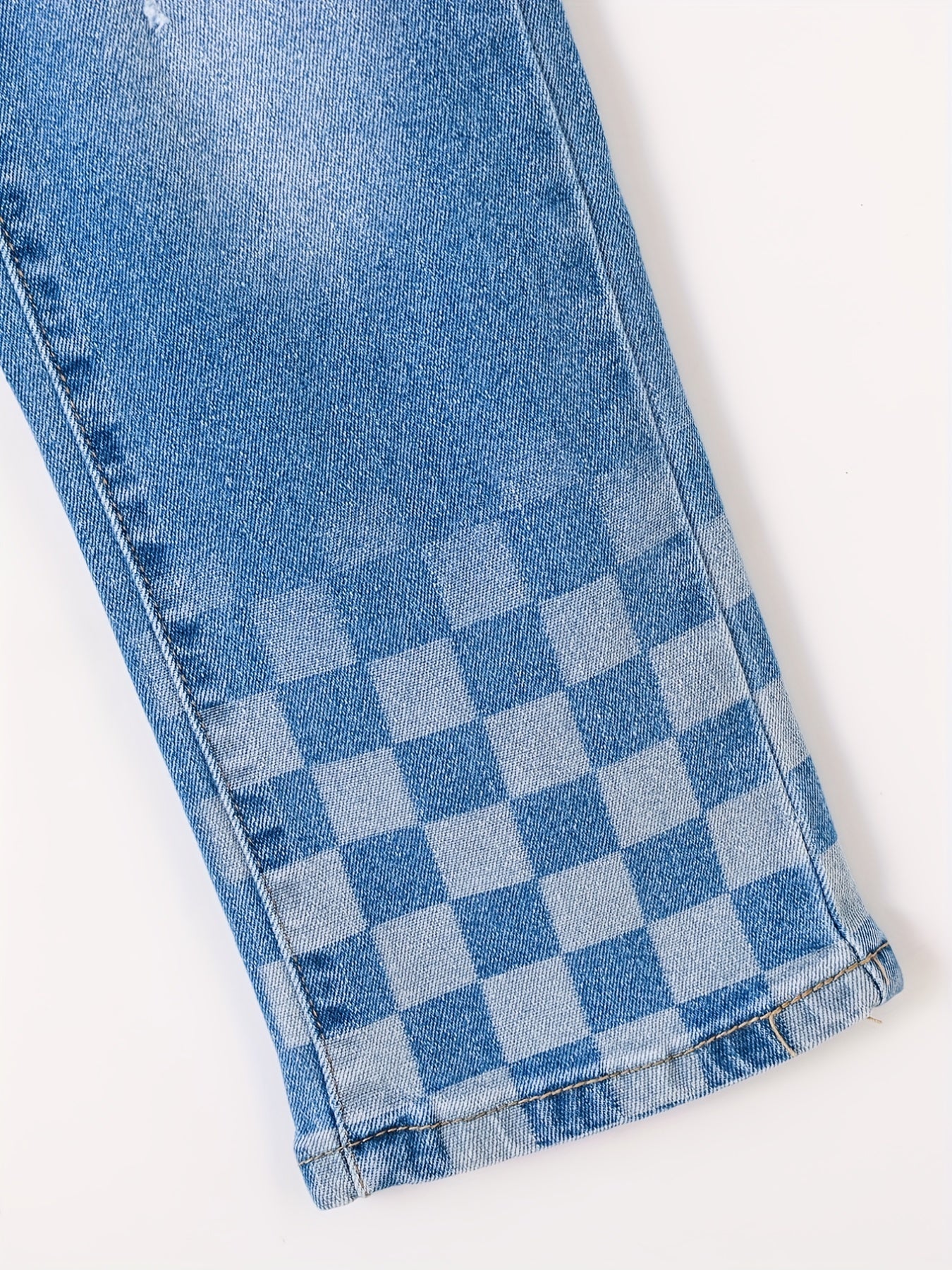 Girls Ripped Plaid Skinny Jeans