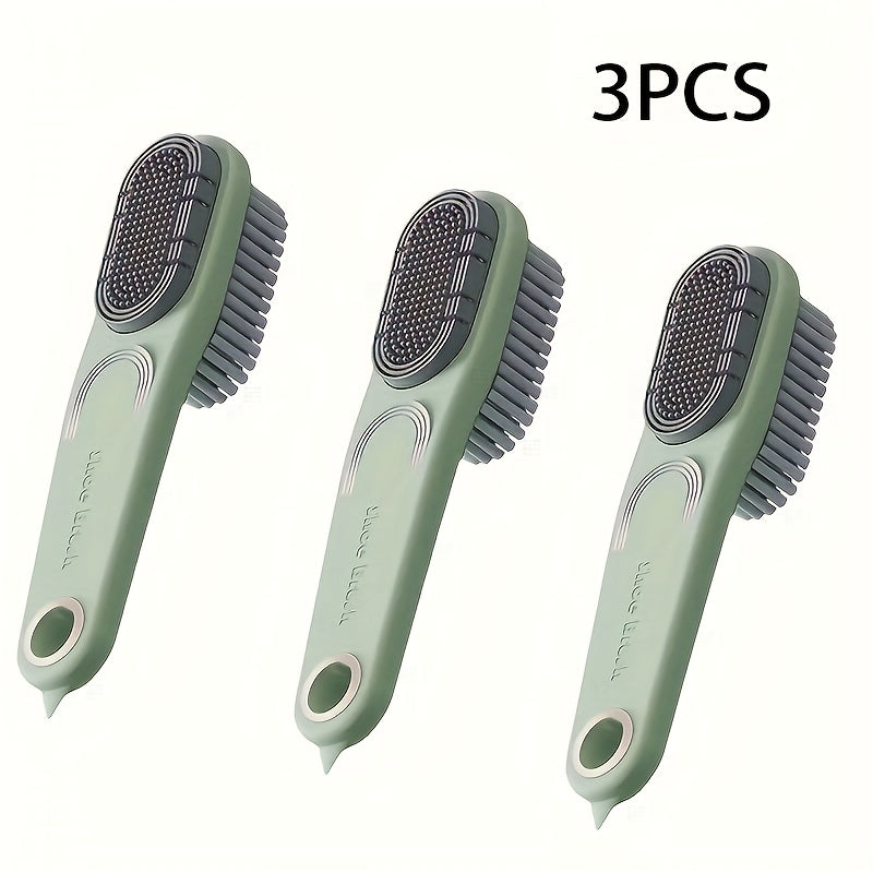 3pcs Silicone Shoe Brush Long Handle Cleaning Tools