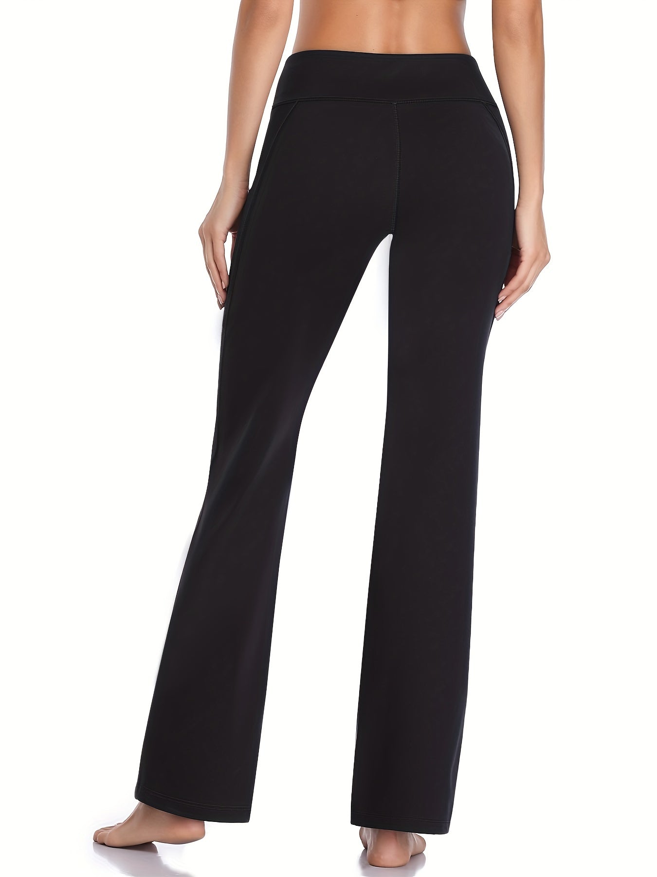 Women's Long Bootleg Flare Yoga Pants With Pocket High Waisted