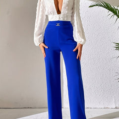 High Waist Wide Leg Work Office Pants Spring Summer Womens