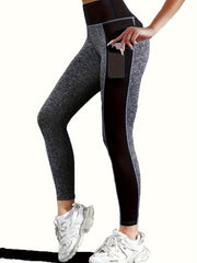 High Waist Skinny Yoga Pants with Mesh Stitching