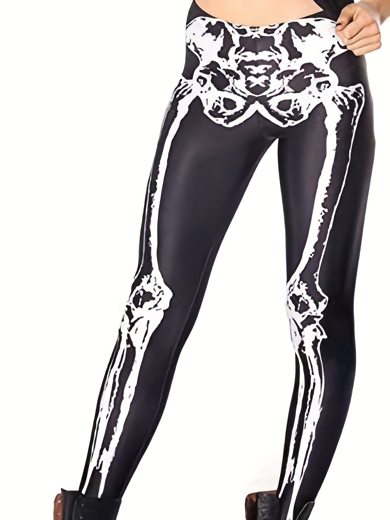 Skull Print Skinny Leggings High Waist Stretchy Leggings