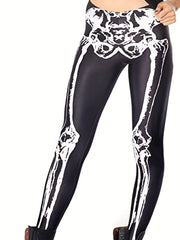 Skull Print Skinny Leggings High Waist Stretchy Leggings