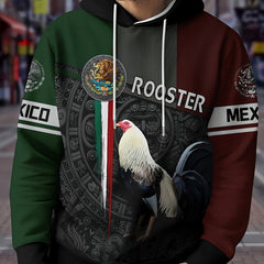 Mexico Rooster Print Hoodie Mens Graphic Pullover Autumn Winter