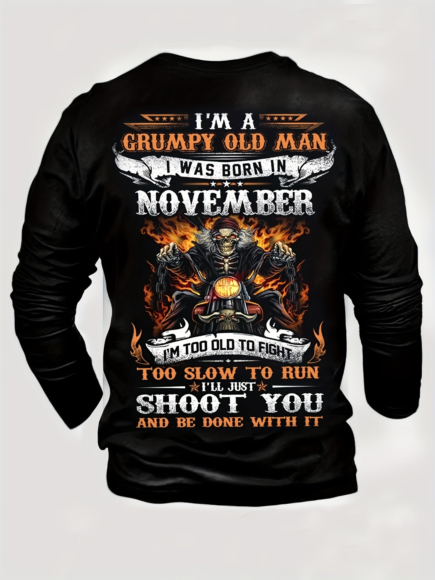 November Born Skeleton Print Men's Graphic Round Neck T shirt