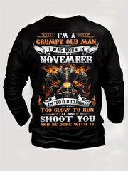 November Born Skeleton Print Men's Graphic Round Neck T shirt