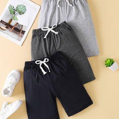3pcs Boys Comfortable Drawstring Shorts for Summer