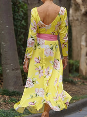 Women's Plus Floral Print Long Sleeve Casual Dress