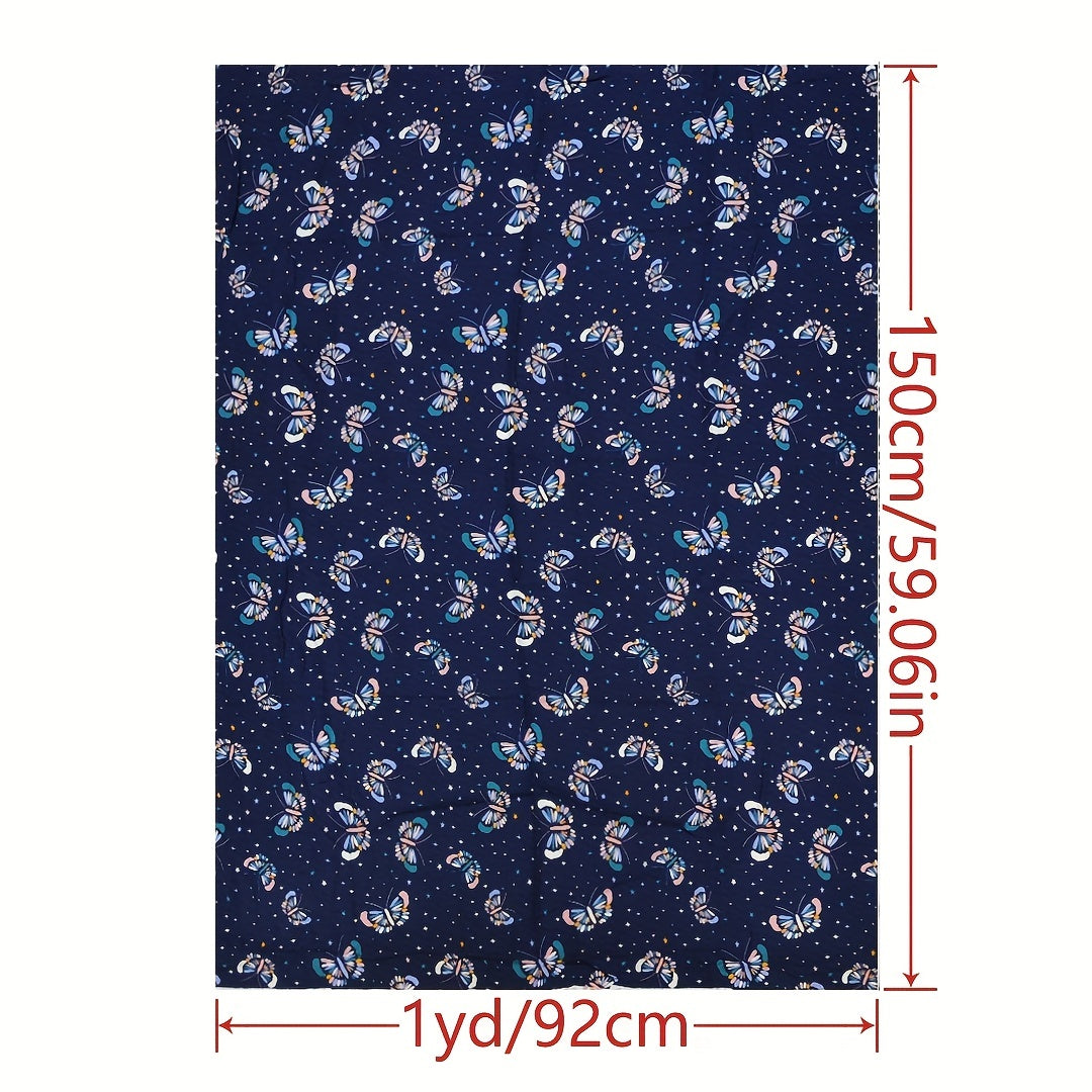 1pc Butterfly Pattern Silk Fabric Diy Clothes Pants Dress Quilt Cover Sewing 1yd