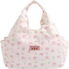Floral Nylon Lunch Bag for Women Insulated Durable Versatile