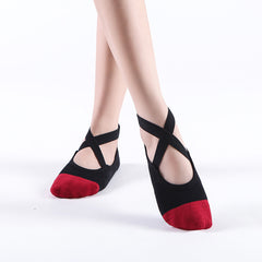 Cross Lace Yoga Socks with Non Slip Bottom