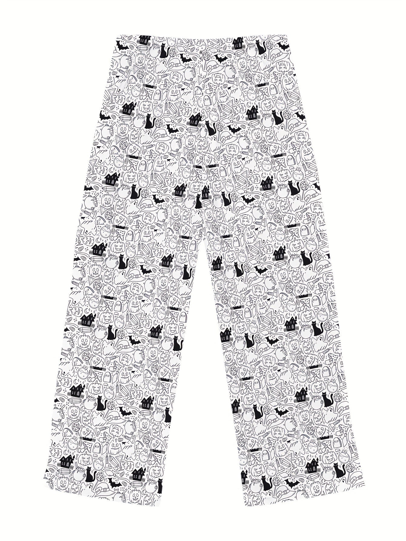 Halloween Graphic Print Sleep Bottoms Soft & Comfy Elastic Waist Women's Pants