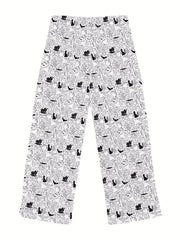 Halloween Graphic Print Sleep Bottoms Soft & Comfy Elastic Waist Women's Pants
