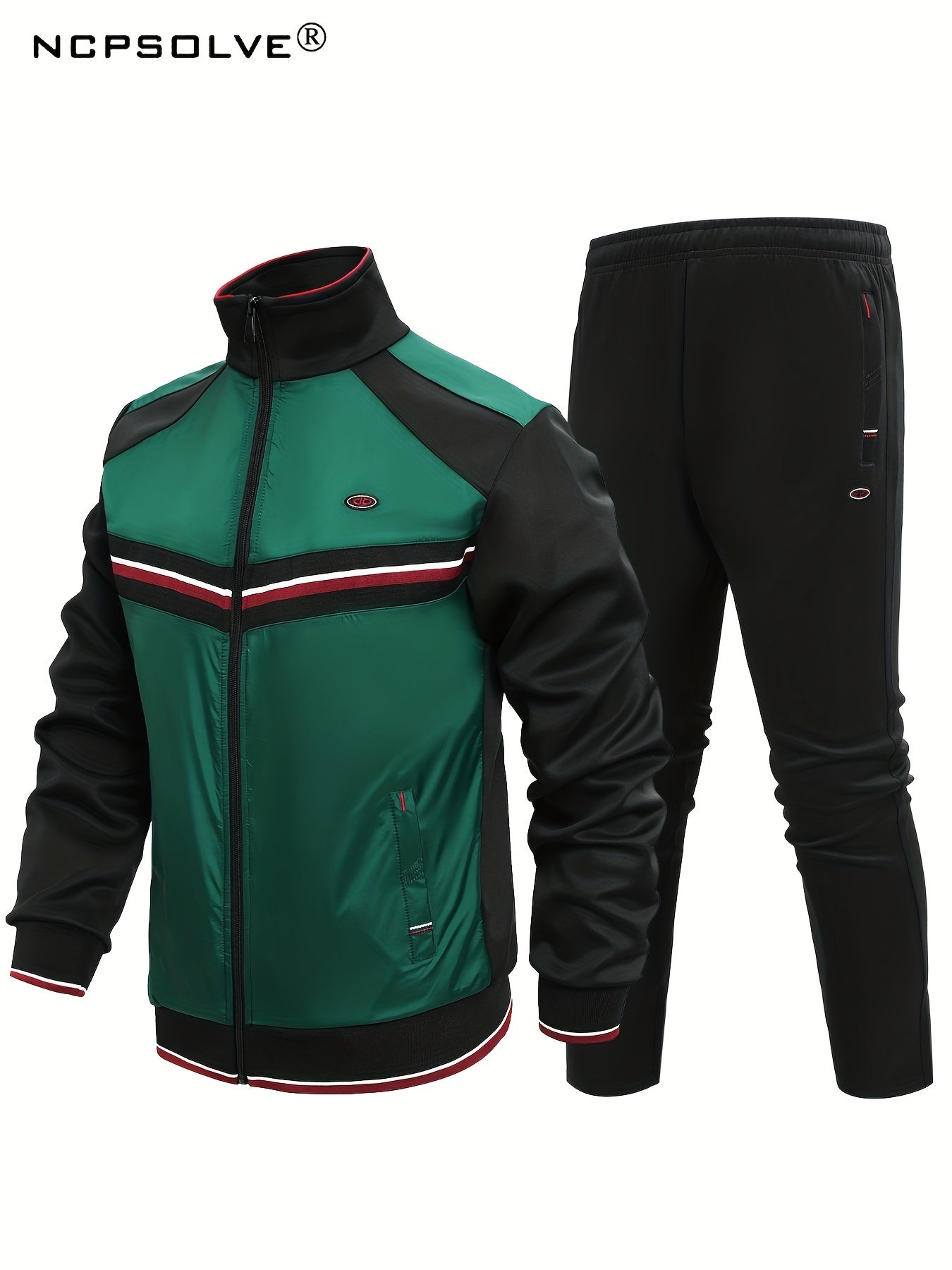 Men's Sports Suit Striped Jacket & Solid Pants