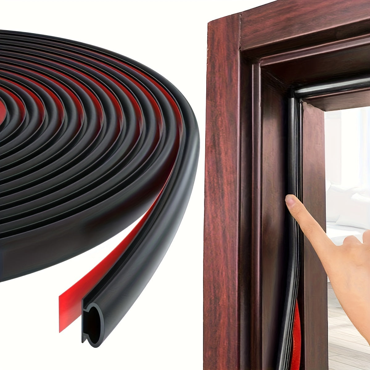 D Shape Door Weather Stripping 10m Self Adhesive Soundproof Seal Strip