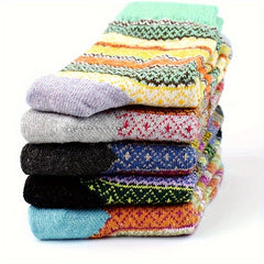 5 Pairs Winter Warm Knit Boot Socks for Men Women