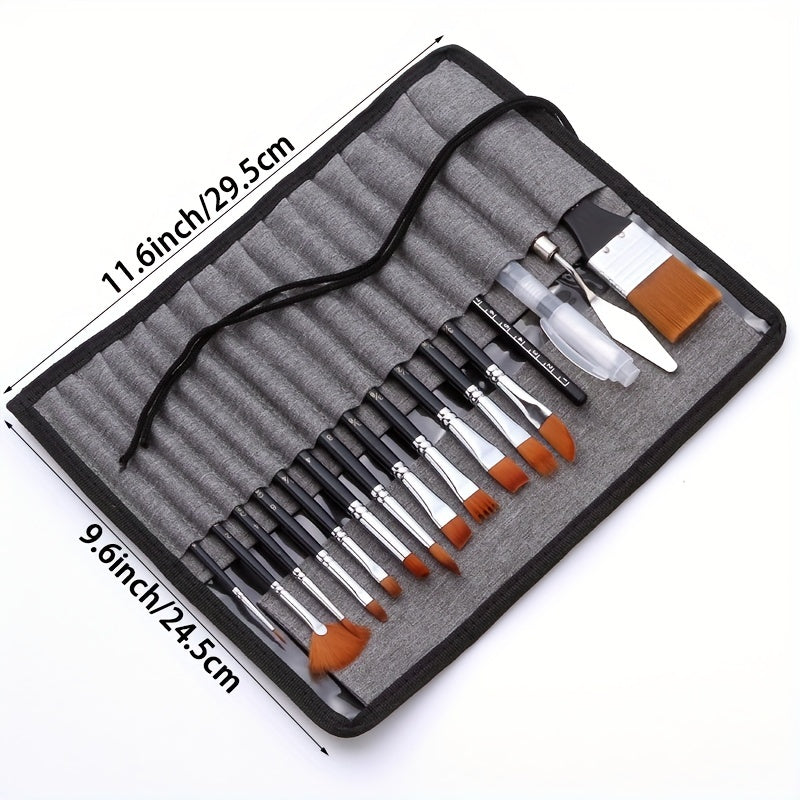 18pcs Paint Brush Set Enhanced Synthetic Brush Set