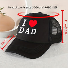 Casual I LOVE DAD Mesh Stitching Cap Sun Protection Comfortable Cap