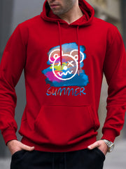 Bear Print Hoodie Men's Casual Graphic Pullover Sweatshirt