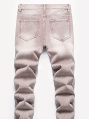 Boys Ripped Skinny Jeans Non-stretch Washed Denim Long Pants
