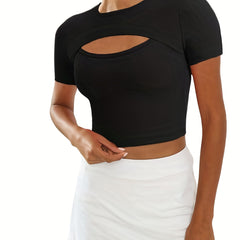 Hollow Out Skinny Short Sleeve Top Sports Yoga T Shirt