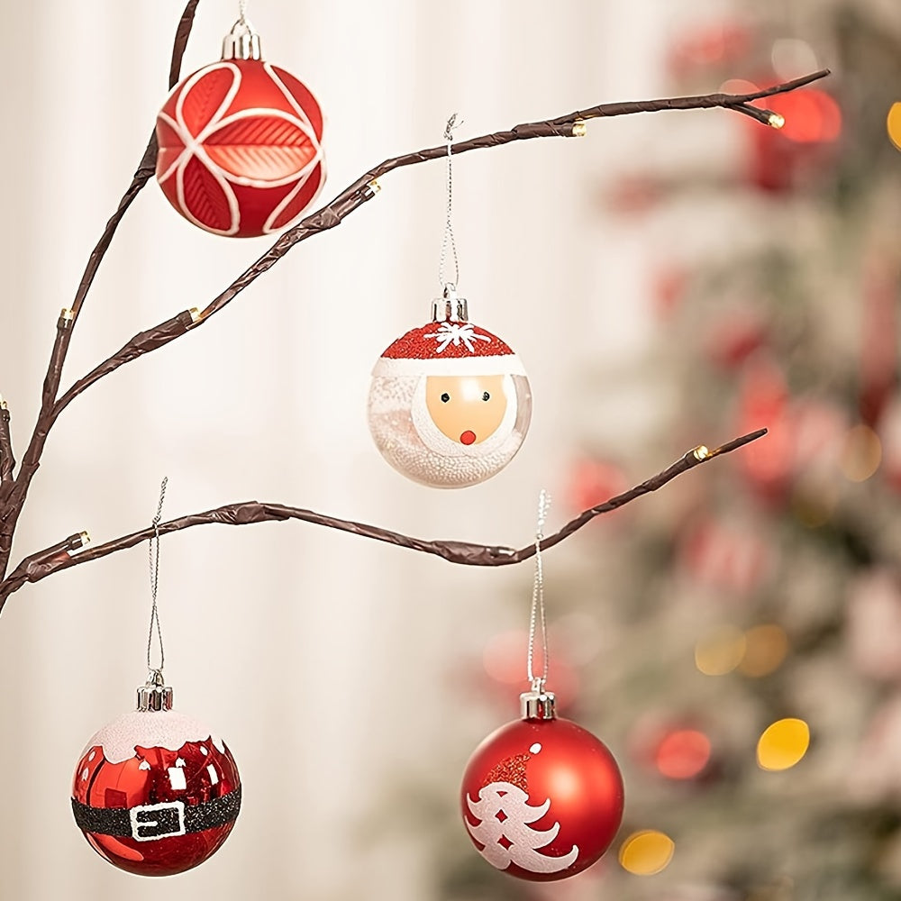 9pcs Santa Claus Christmas Ball Decoration Plastic Painted Ball Pendant
