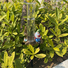 Gnome Statue Rain Gauge Decorative Garden Yard Lawn Glass Rain Gauge