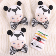 4pcs Panda Doll Head Patches Girls Hat DIY Sew Hand