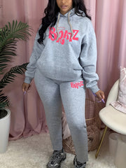 Art Letter Print Hoodie & Sweatpants Set