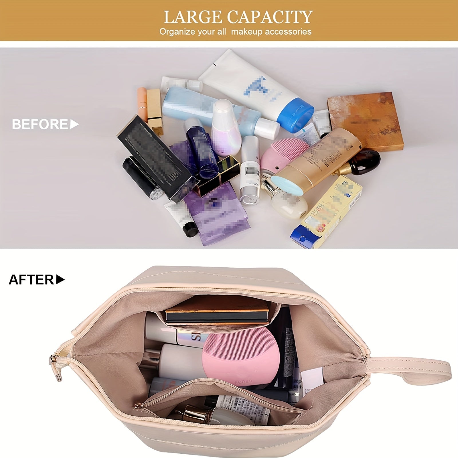 Portable Double Layer Makeup Bag for Women & Girls Travel