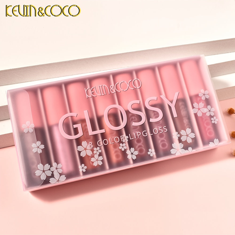 8 Pcs Metallic Glitter Lip Gloss Shining Non stick Cup