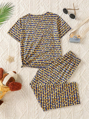 2pcs Lemon Print Kid's Pajama Set Comfy PJ Girl's Loungewear