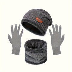 Winter Beanie Hat Gloves & Scarf Set for Men