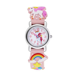 Children's Quartz Watch Rainbow Horse Soft Rubber Strap Boys Girls Watch