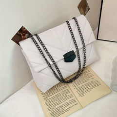 Quilted Shoulder Bag Solid Flap Chain Bag Classic Purse