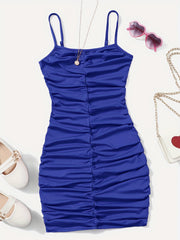 Girls Ruched Camisole Tunic Dress Party Holiday Casual Outfit Kids Bodycon Dress