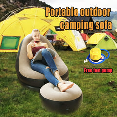 2pcs Inflatable Sofa Plush Lazy Bed Portable Foldable Sofa Chair