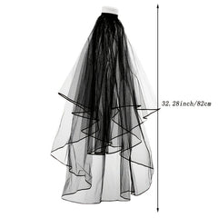 Gothic Veil Headdress With Comb Double Layer Headwear