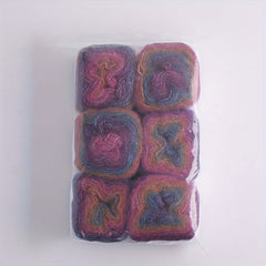 6pk Rainbow Gradient Mohair Yarn for DIY Knitting & Crocheting