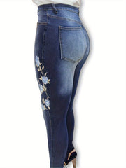 Women's Plus Floral Embroidery Skinny Jeans