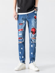 Solid Ripped Long Length Jeans