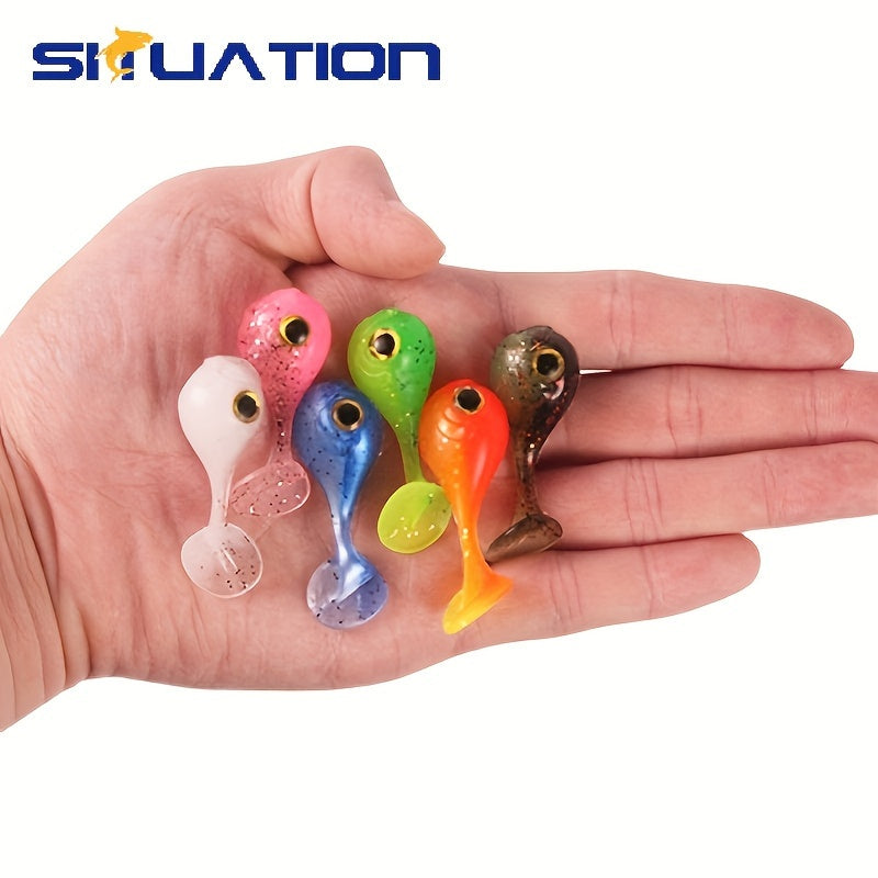 10pcs Mini Large Head T-tail Soft Bait 3g 1.77in Silicone Fishing Lures