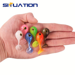 10pcs Mini Large Head T-tail Soft Bait 3g 1.77in Silicone Fishing Lures