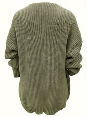 Casual Sweater Women's Plus Solid Bat Sleeve Round Neck Jumper