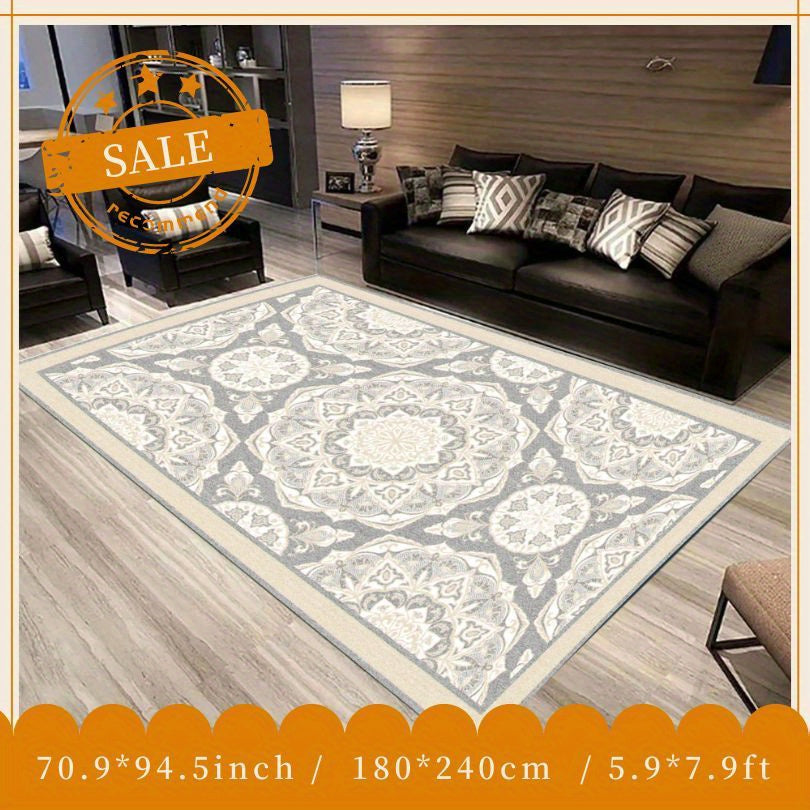 Vintage Geometric Faux Cashmere Area Rug Soft Fluffy Stain Resistant